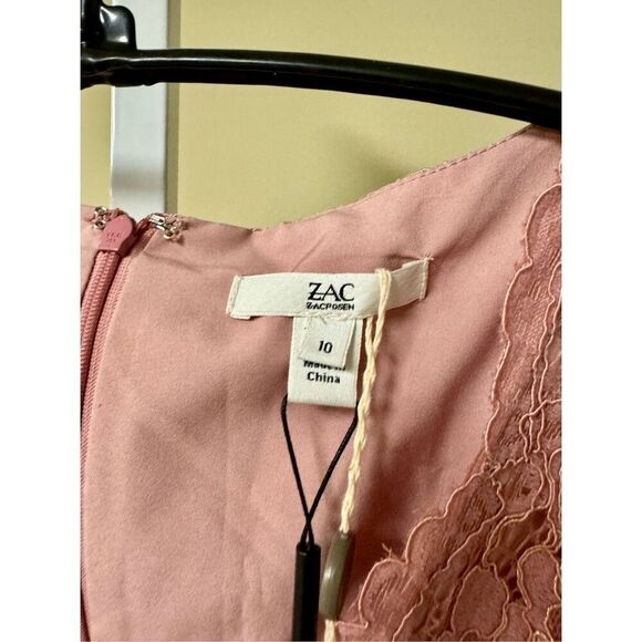 ZAC Zac Posen NWT Long Sleeve Lace Gown in Pink Size 10 - Picture 8 of 10